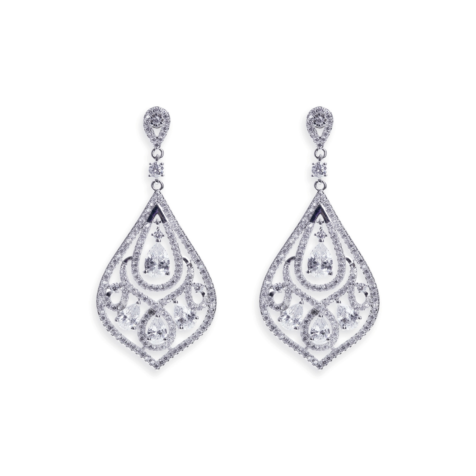 Chinatown Rhodium Crystal Antique Inspired Earrings