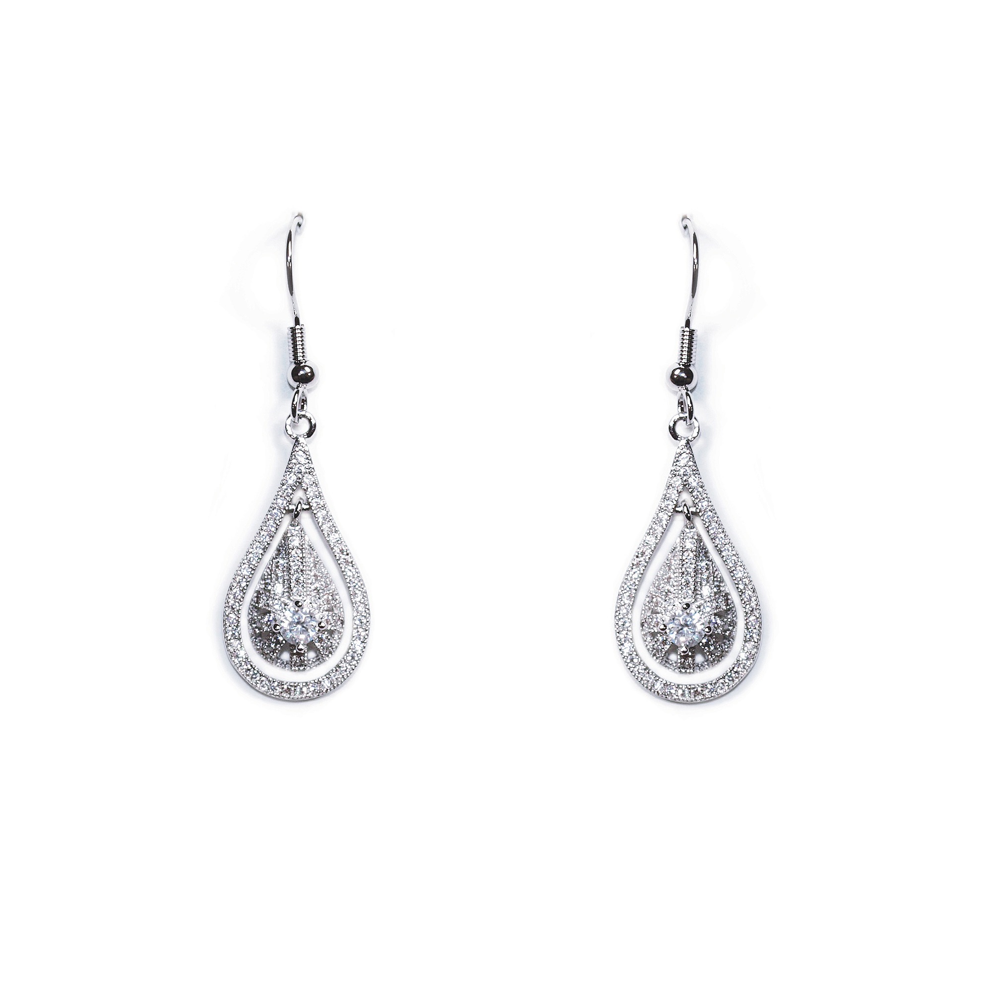 Fifth Avenue Rhodium Crystal Pave Peardrop Earrings