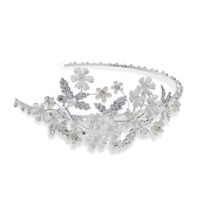 Hermione Silver Crystal and Pearl Enamelled fairytale Headpiece